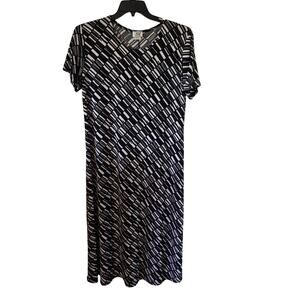 Jostar Womens Black White Short sleeve Midi Dress Size Medium